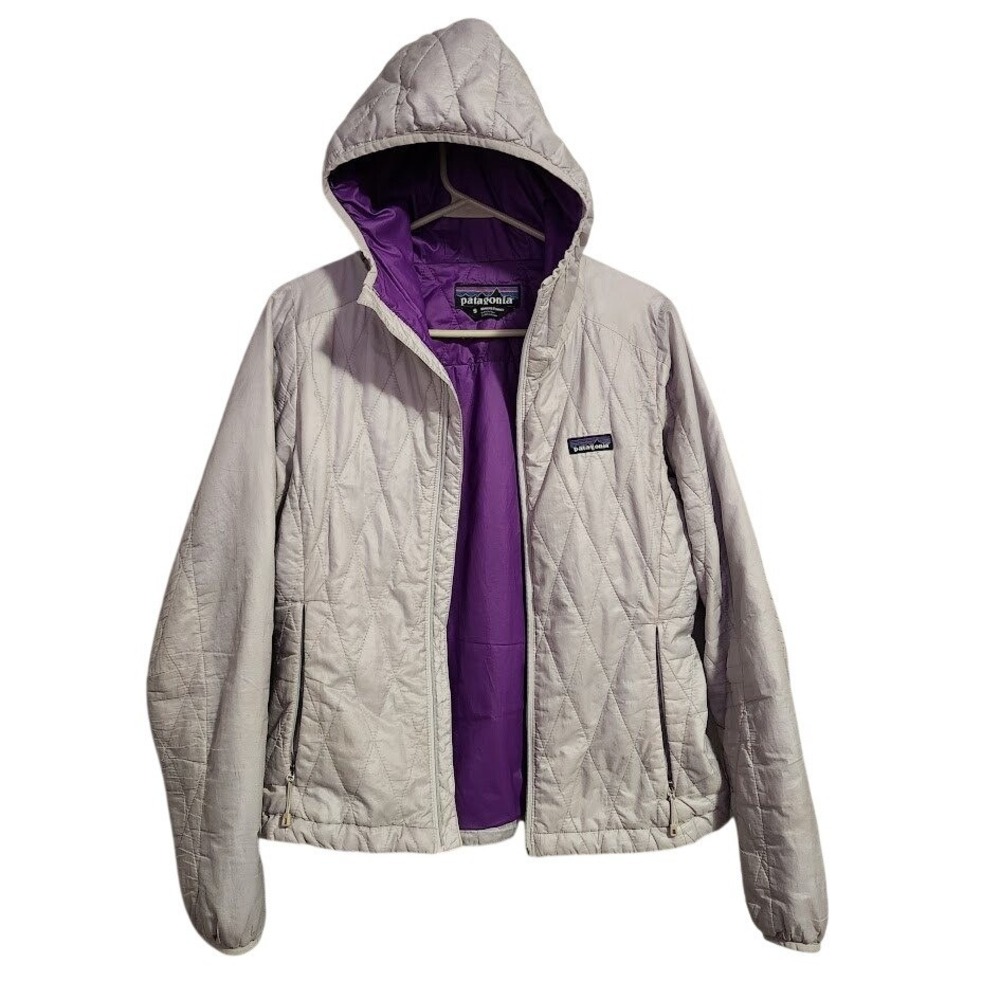 PATAGONIA Women's Nano Puff Hooded Jacket in grey size S *READ*